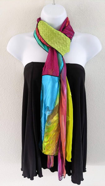 Silk Art Scarf  Raspberry Blues